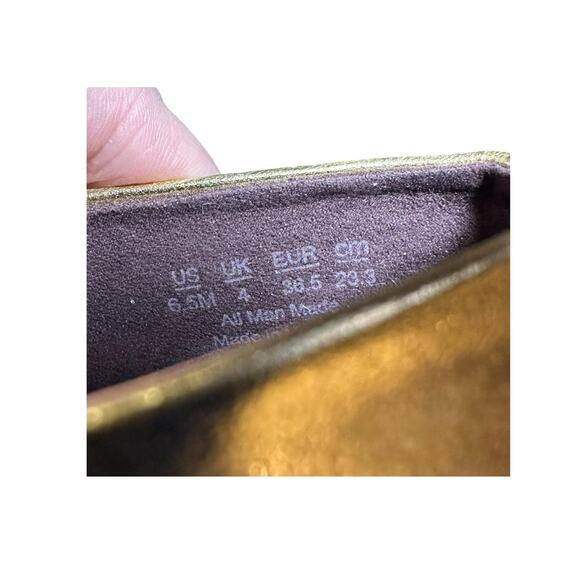 Franco Sarto Tiari Gold Slip-On Loafers Size 6.5 Square Toe Chain Detail - Picture 7 of 7